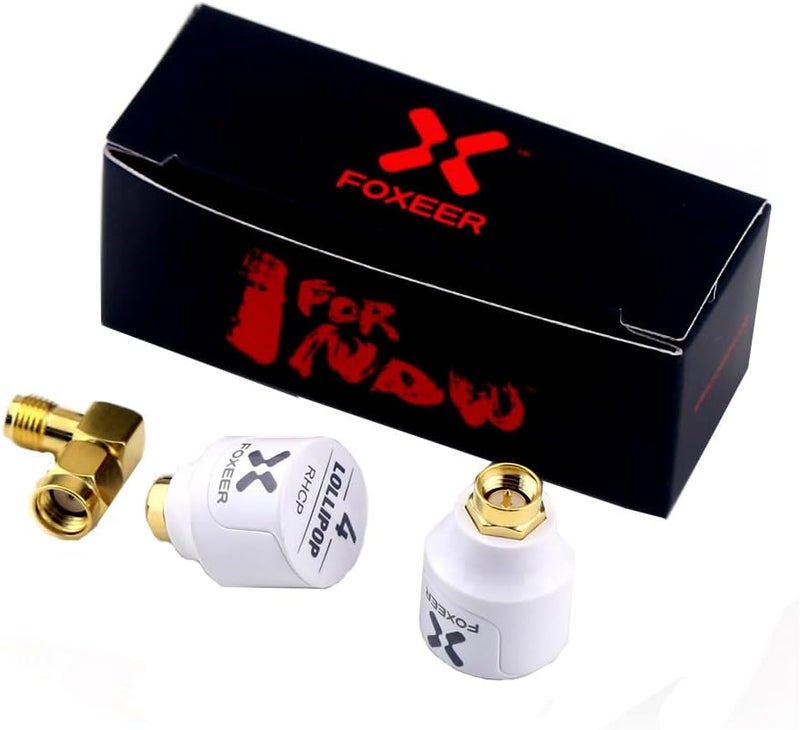 Foxeer 2pcs FPV Antenna Lollipop V4 5.7G 2.6dBi Super Mini RHCP Stubby Antenna SMA Male for RC Drone FPV Racing Quadcopeter Multicopter TX/RX (White) … - Image 1